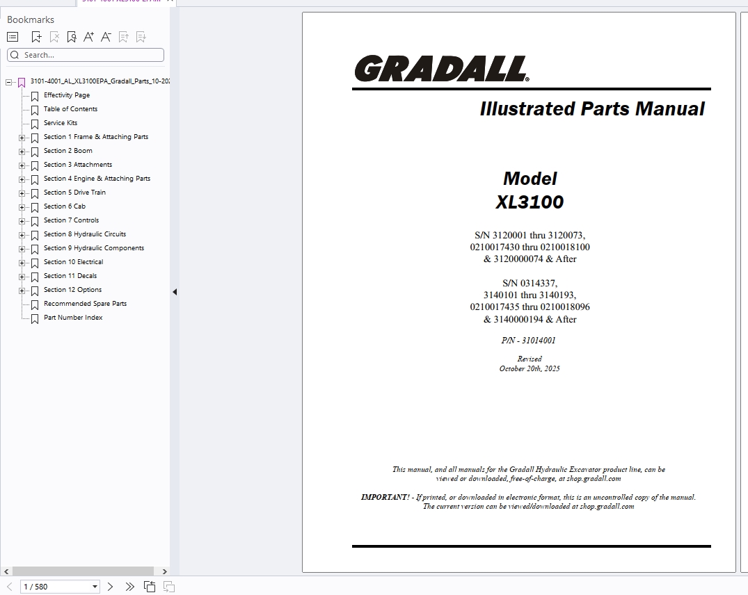 Gradall Industries 11 GB PDF Service Operator Technical Parts Manual Update 2026 (5)