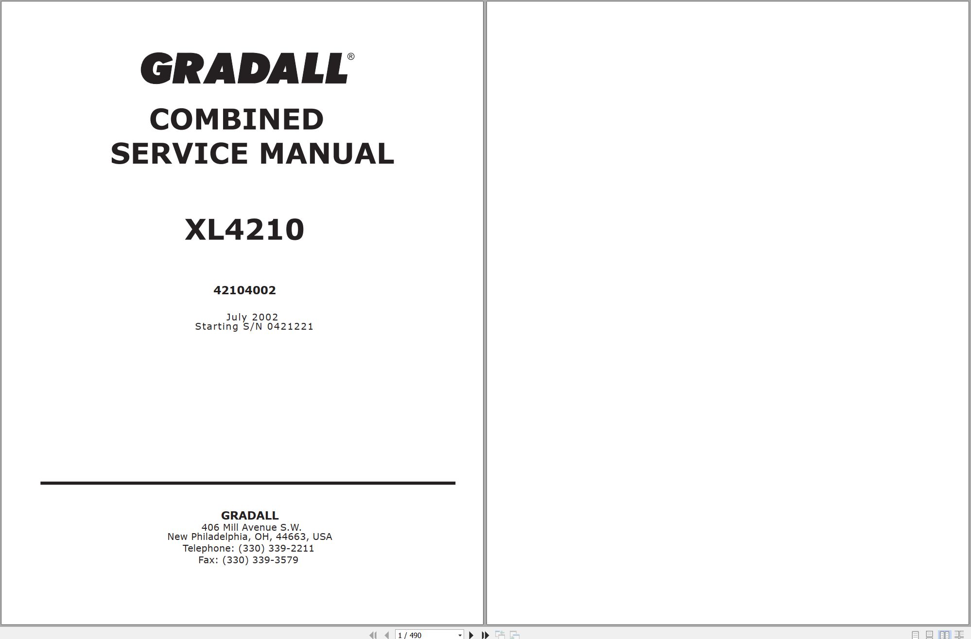 Gradall Telescopic Hydraulic Excavator XL4210 Operators Parts Service Manual (1)