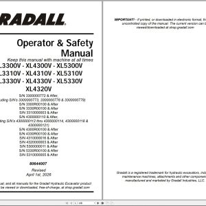 Gradall Wheeled Excavator XL3300V Operators Parts Service Manual (1)