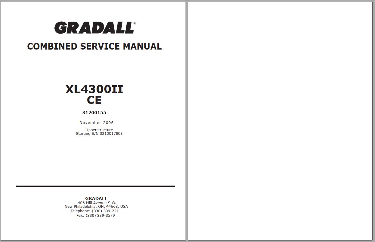 Gradall Wheeled Excavator XL4300IICE Operators Service Manual 31200155 2006 (1)