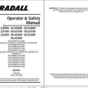Gradall Wheeled Excavator XL4300V Operators Parts Service Manual (1)