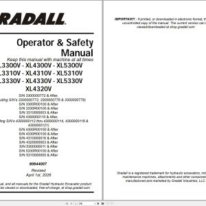Gradall Wheeled Excavator XL5300V Operators Parts Service Manual (1)
