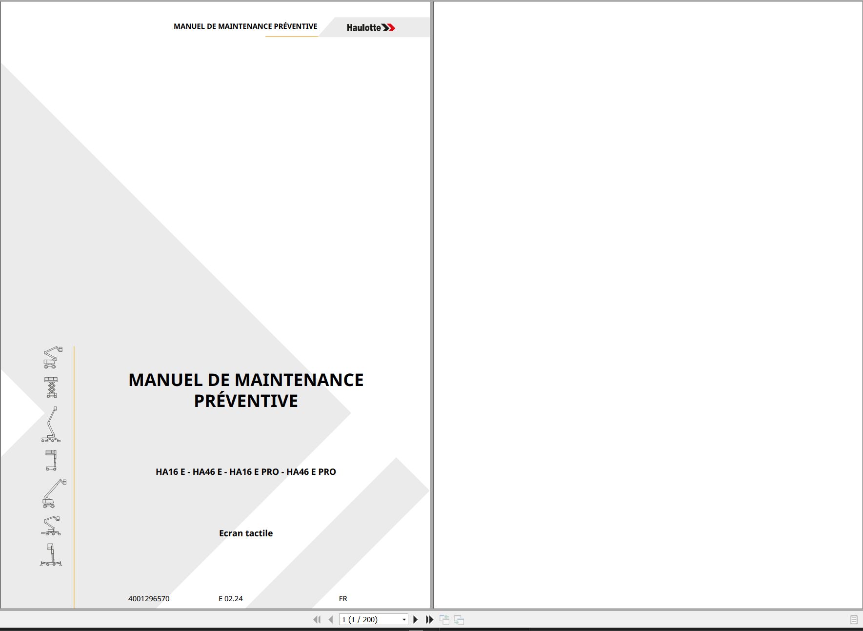 Haulotte Articulating Boom HA16 E to HA46 E PRO Maintenance Manual 4001296570 01.2024 FR (1)