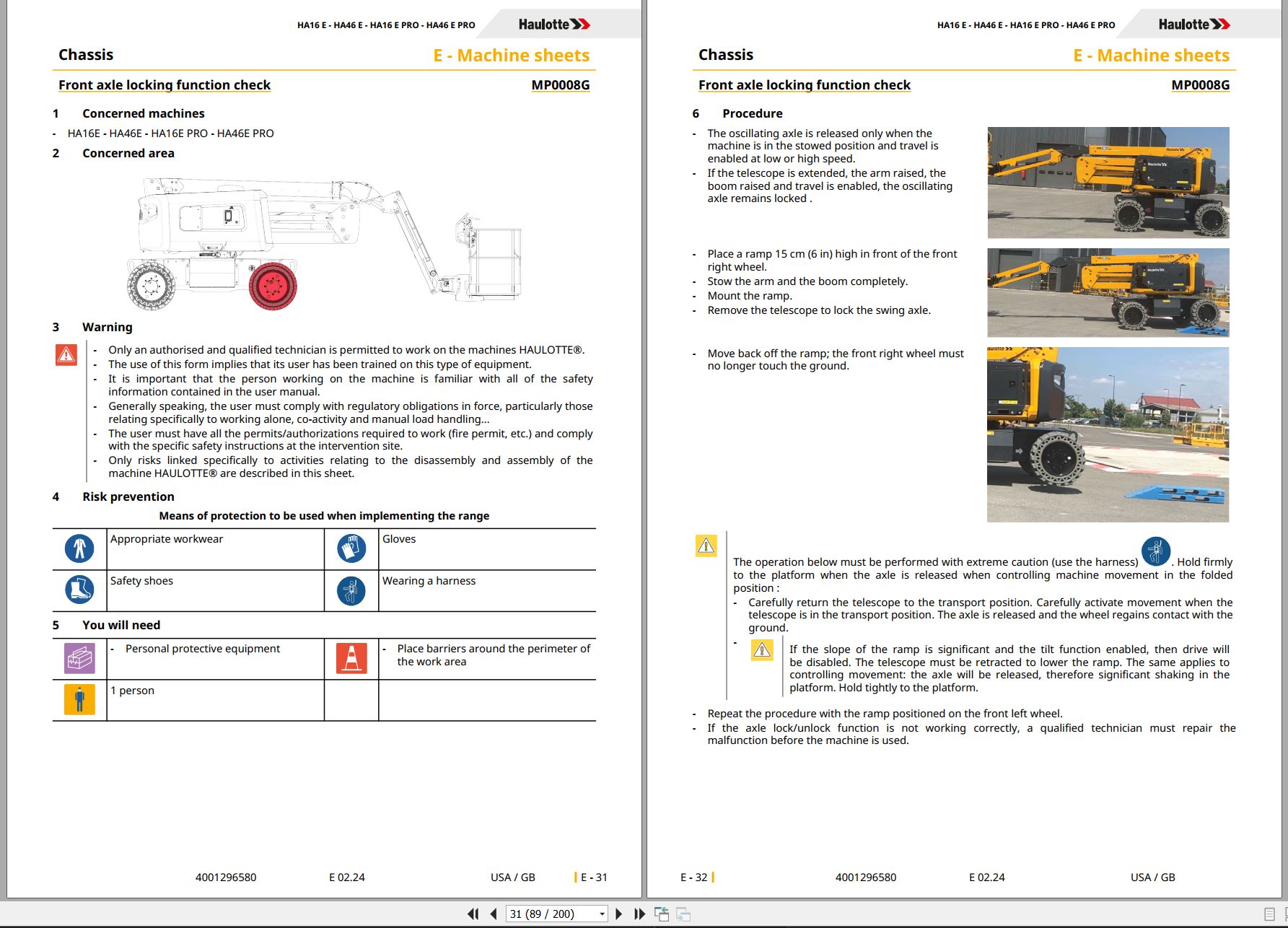 Haulotte Articulating Boom HA16 E to HA46 E PRO Maintenance Manual 4001296580 10.2023 EN (2)