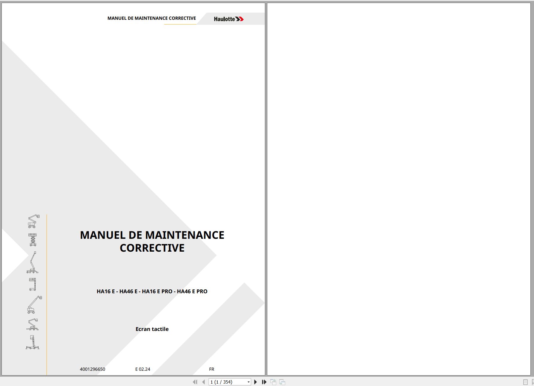 Haulotte Articulating Boom HA16 E to HA46 E PRO Maintenance Manual 4001296650 01.2024 FR (1)