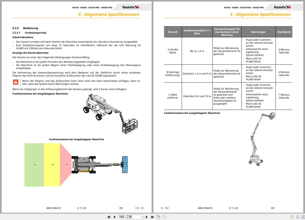 Haulotte Articulating Boom HA16 E to HA46 E PRO Operators Manual 4001296410 11.2025 DE (2)