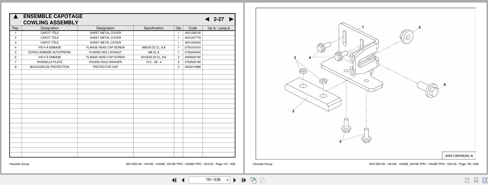Haulotte Articulating Boom HA16 E to HA46 E PRO Spare Parts Catalog 4001305140 03.2025 EN FR (2)