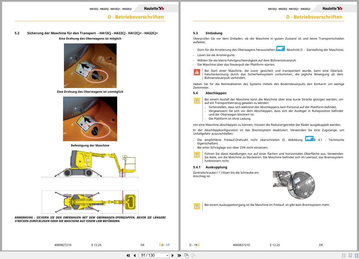 Haulotte Articulating Boom Lift HA12CJ to HA32CJ+ Operators Manual 4000827210 12.2025 DE (2)