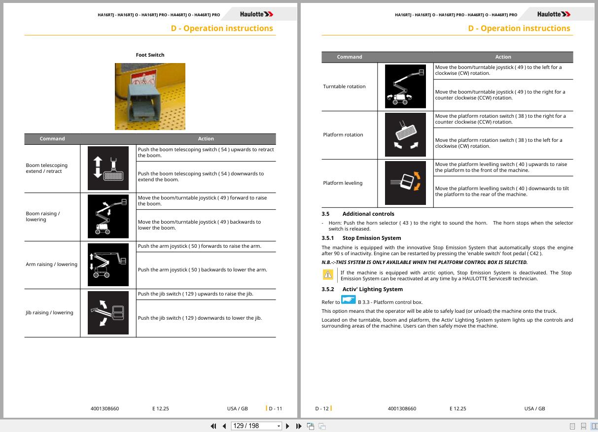 Haulotte Articulating Boom Lift HA16RTJ to HA46RTJ PRO Operators Manual 4001308660 12.2025 EN (2)