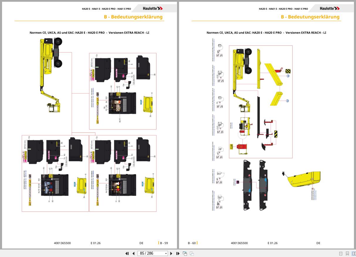 Haulotte Articulating Boom Lift HA20 E to HA61 E PRO Operators Manual 4001365500 01.2026 DE (2)