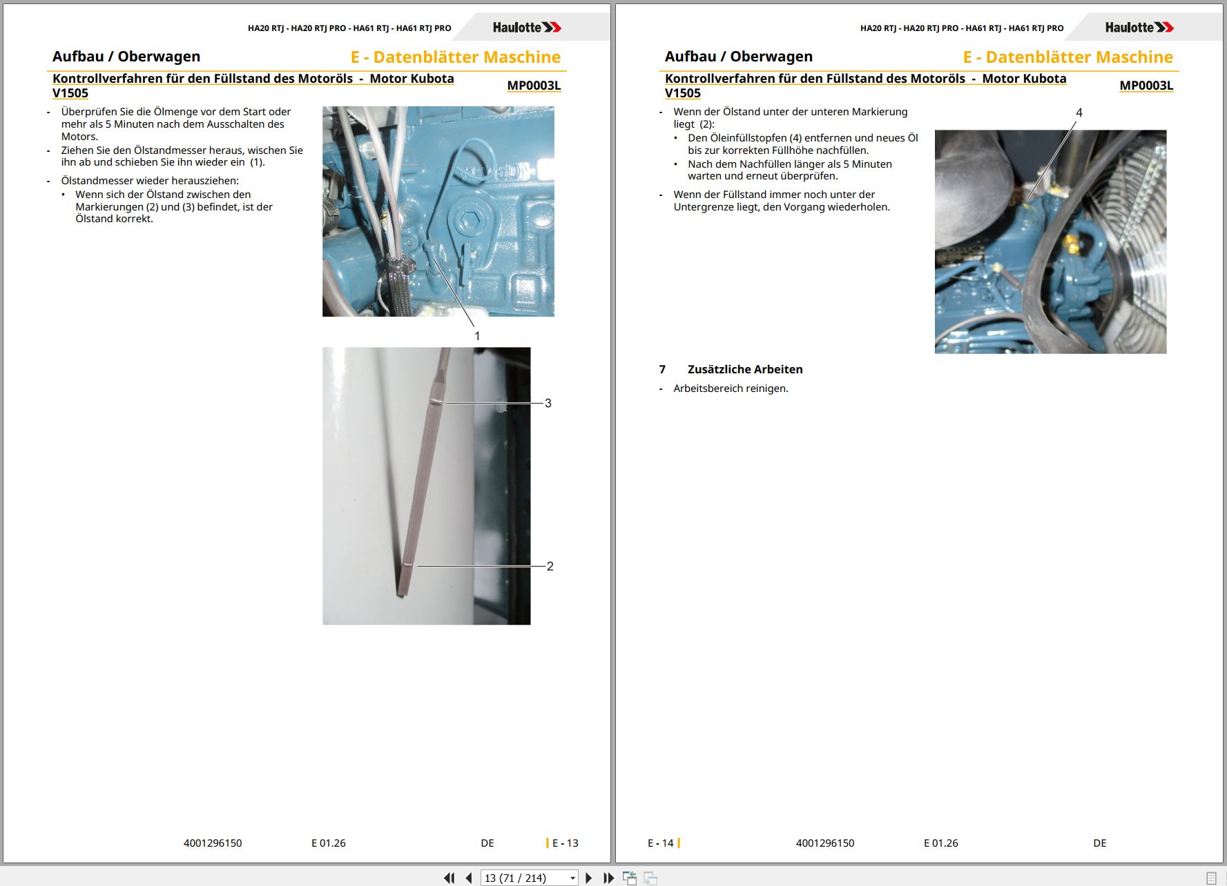 Haulotte Articulating Boom Lift HA20 RTJ to HA61 RTJ PRO Maintenance Manual 4001296150 01.2026 DE (2)