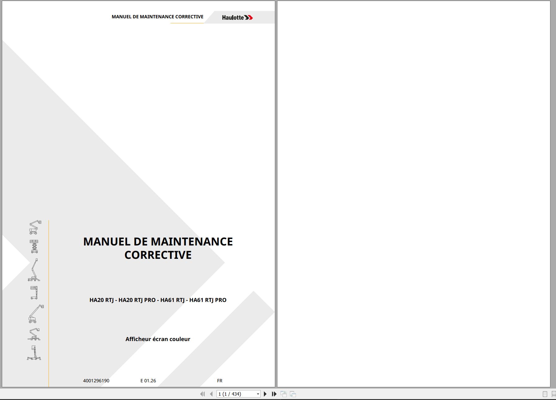 Haulotte Articulating Boom Lift HA20 RTJ to HA61 RTJ PRO Service Repair Manual 4001296190 01.2026 FR (1)