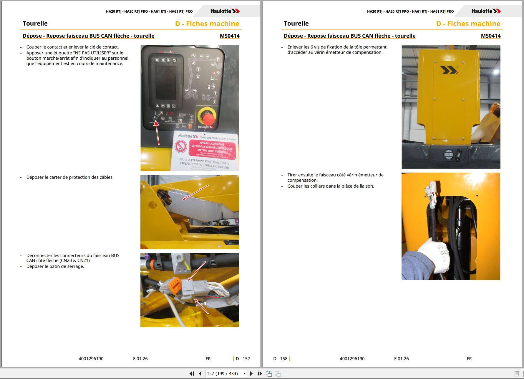 Haulotte Articulating Boom Lift HA20 RTJ to HA61 RTJ PRO Service Repair Manual 4001296190 01.2026 FR (2)
