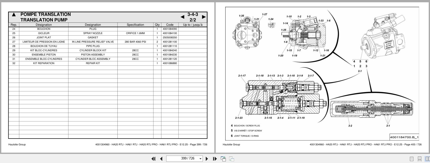 Haulotte Articulating Boom Lift HA20 RTJ to HA61 RTJ PRO Spare Parts Catalog 4001304960 12.2025 EN FR (2)