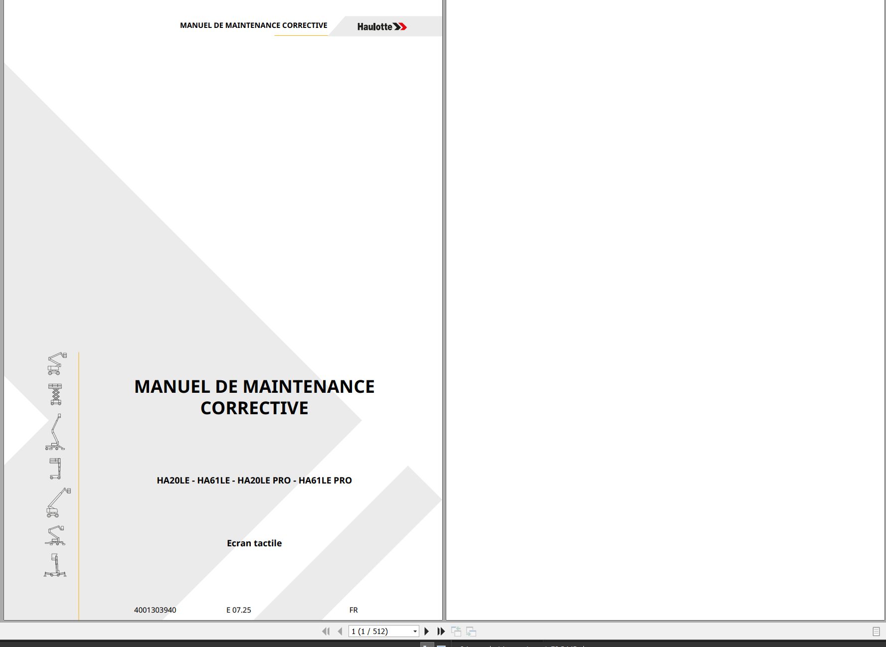 Haulotte Articulating Boom Lift HA20LE to HA61LE PRO Maintenance Manual 4001303940 07.2025 FR (1)