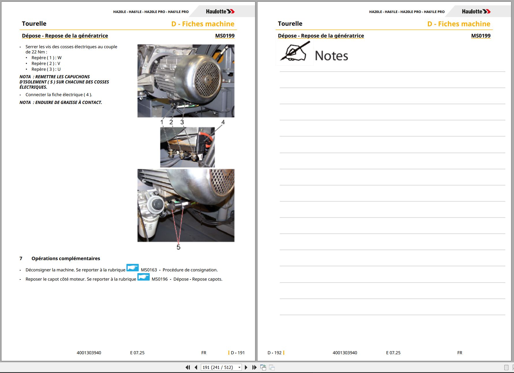 Haulotte Articulating Boom Lift HA20LE to HA61LE PRO Maintenance Manual 4001303940 07.2025 FR (2)
