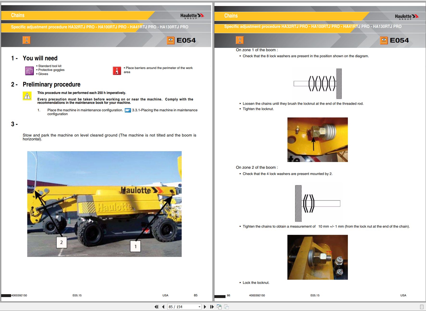 Haulotte Articulating Boom Lift HA32RTJ PRO to HA130RTJ PRO Maintenance Book 4000392150 01.2013 EN (2)