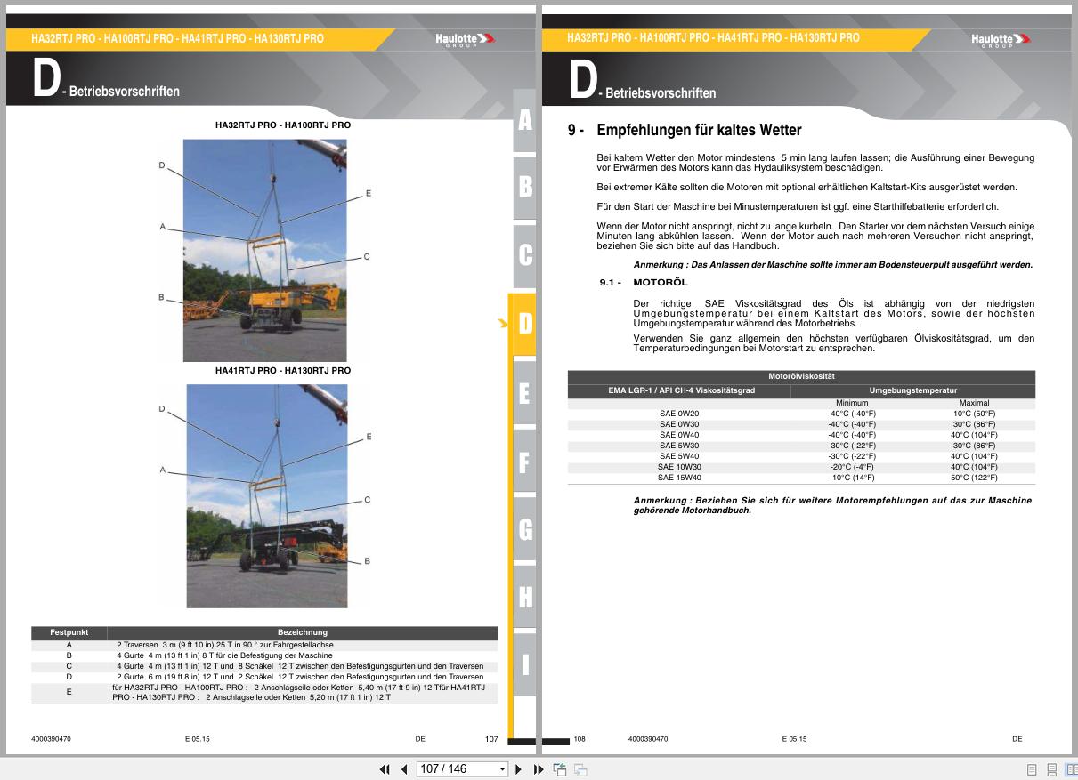 Haulotte Articulating Boom Lift HA32RTJ PRO to HA130RTJ PRO Operators Manual 4000390470 07.2013 DE (2)