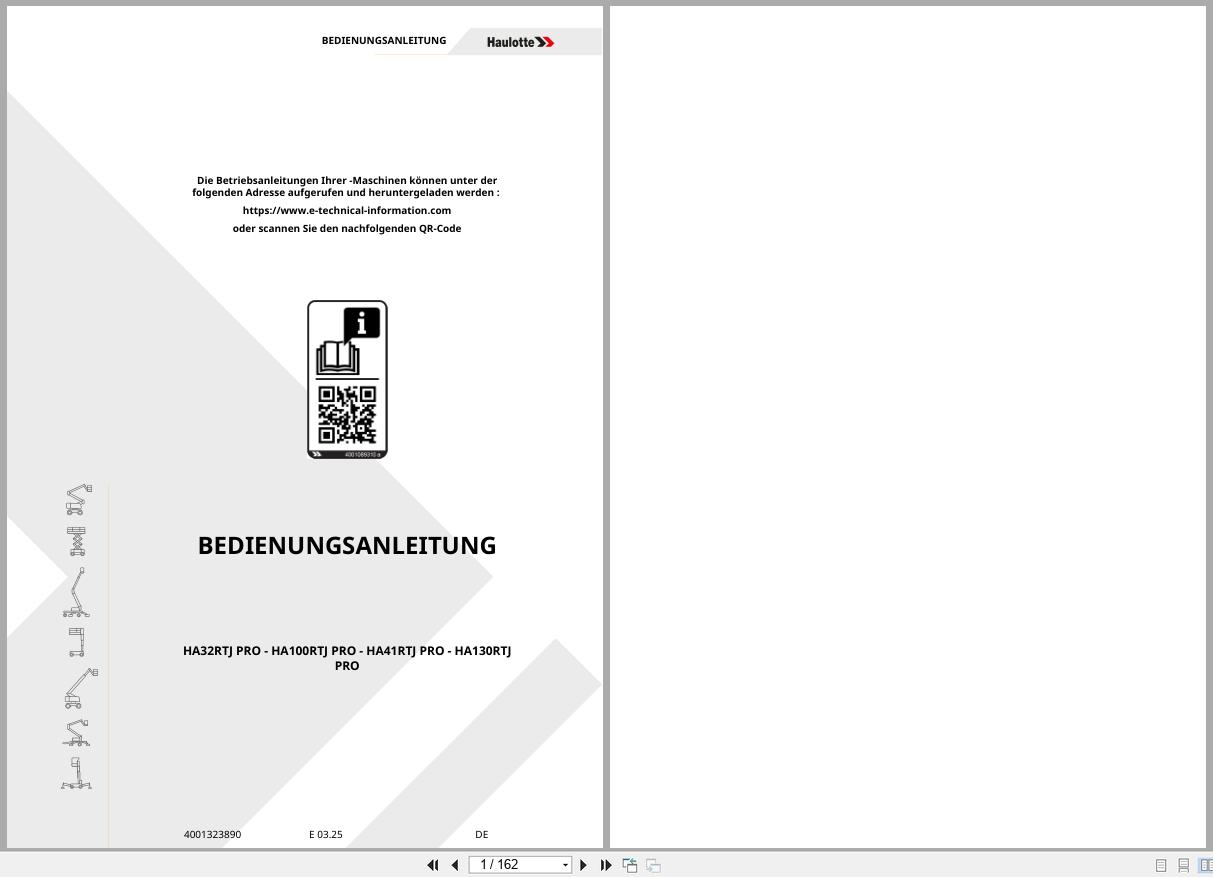 Haulotte Articulating Boom Lift HA32RTJ PRO to HA130RTJ PRO Operators Manual 4001323890 03.2025 DE (1)