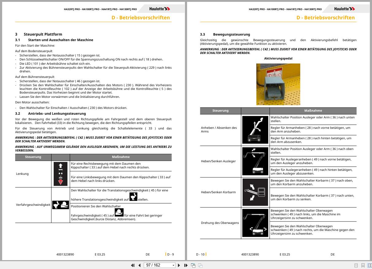 Haulotte Articulating Boom Lift HA32RTJ PRO to HA130RTJ PRO Operators Manual 4001323890 03.2025 DE (2)