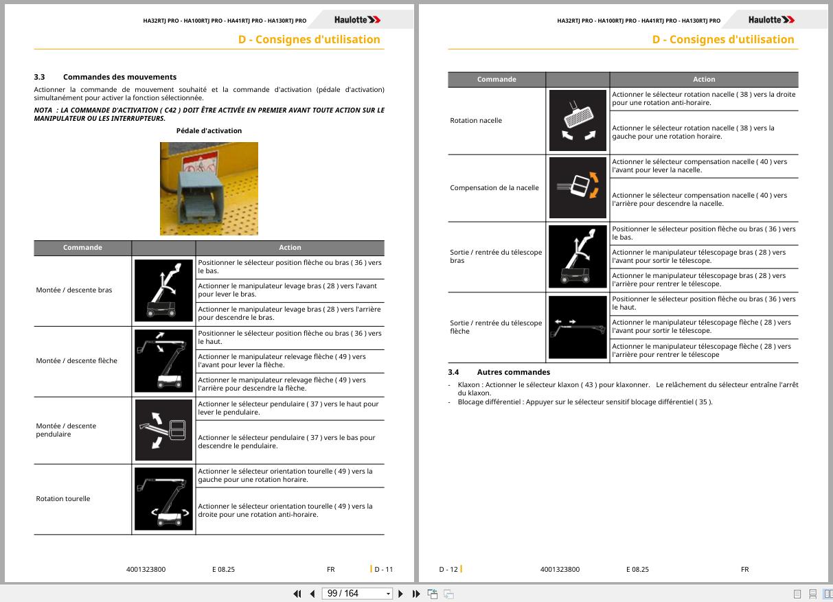 Haulotte Articulating Boom Lift HA32RTJ PRO to HA130RTJ PRO User Manual 4001323800 08.2025 FR (2)