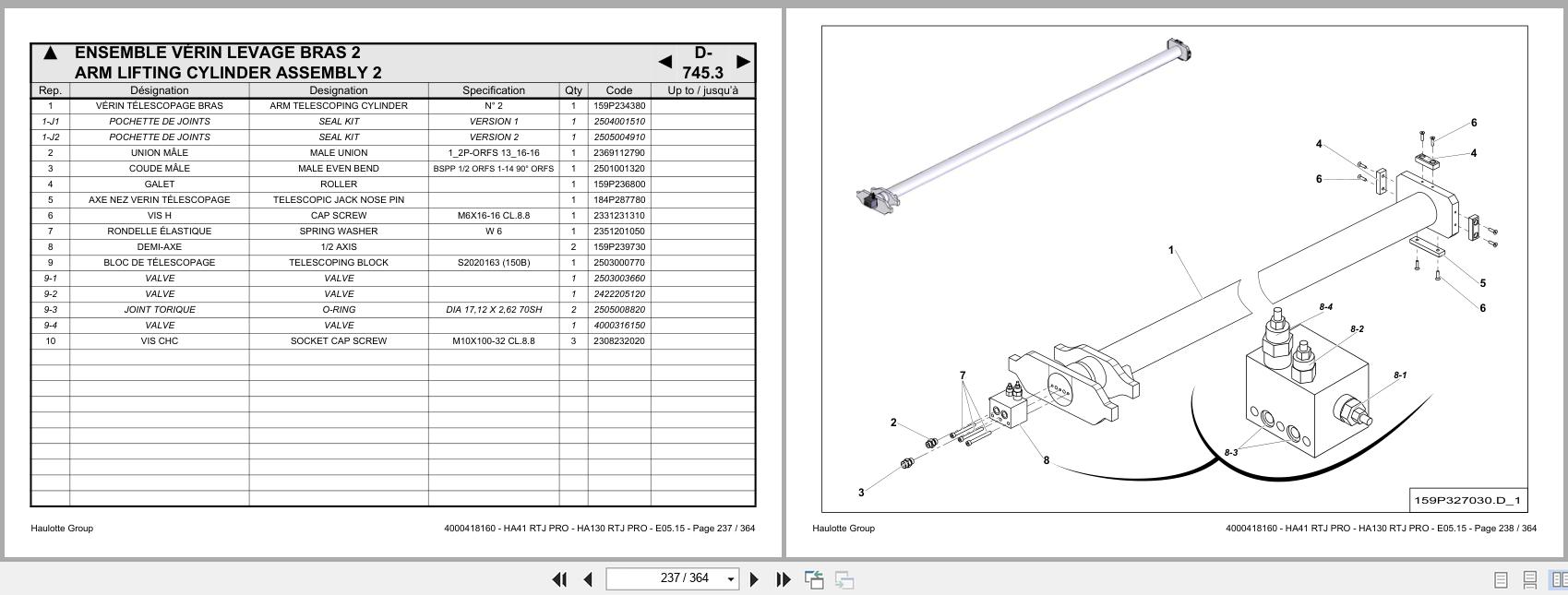 Haulotte Articulating Boom Lift HA41RTJ PRO HA130RTJ PRO Spare Parts Catalog 4000418160 January 2013 EN FR (2)