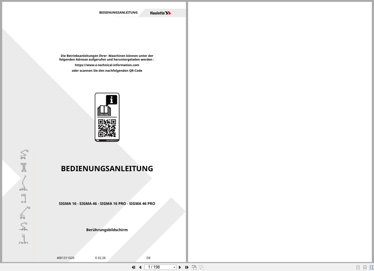 Haulotte Articulating Booms SIGMA 16 to SIGMA 46 PRO Operators Manual 4001311020 02.2026 DE (1)