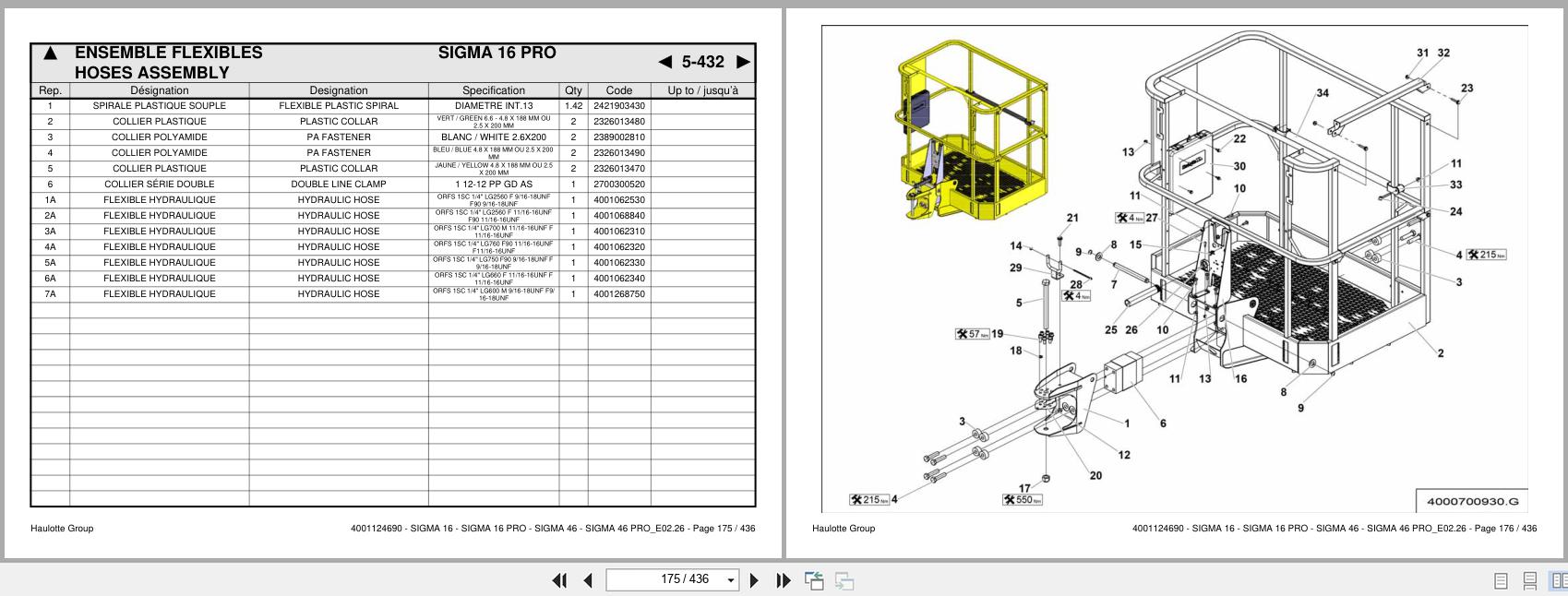 Haulotte Articulating Booms SIGMA 16 to SIGMA 46 PRO Spare Parts Catalog 4001124690 02.2026 EN FR (2)