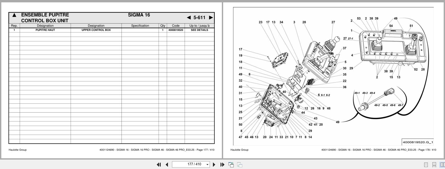 Haulotte Articulating Booms SIGMA 16 to SIGMA 46 PRO Spare Parts Catalog 4001124690 03.2025 EN FR (2)