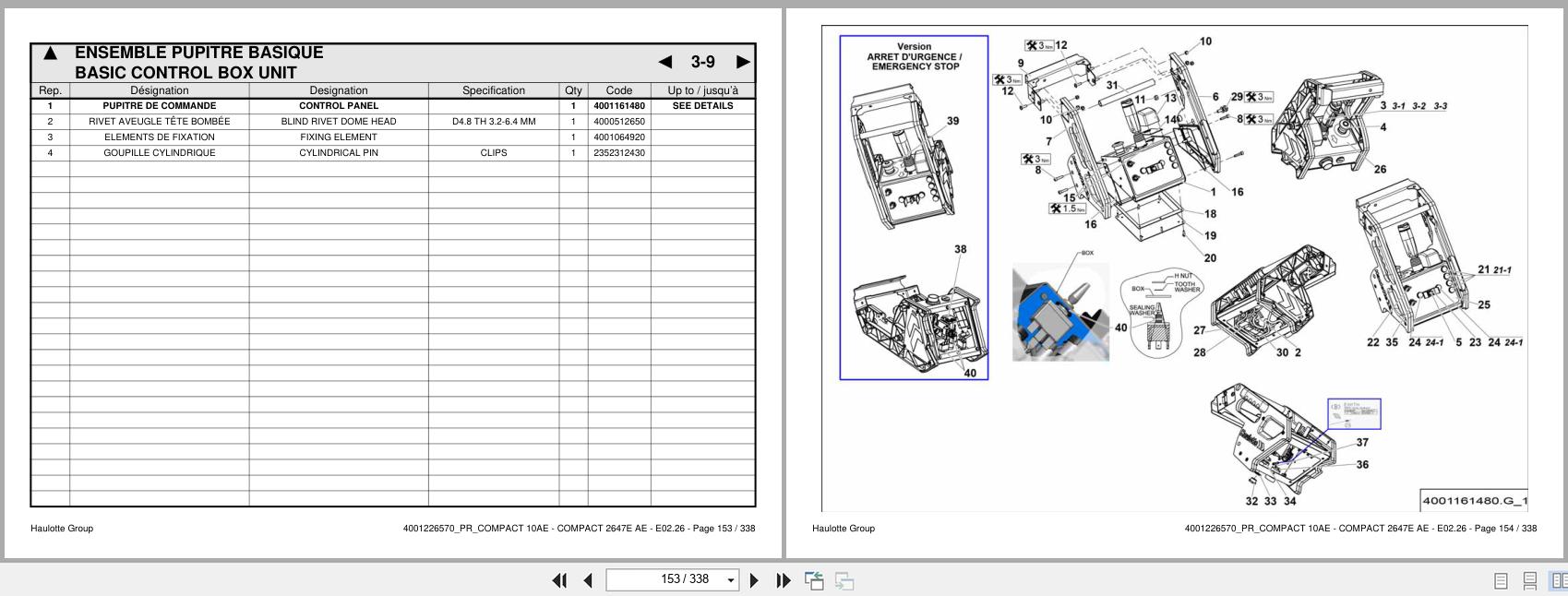 Haulotte Electric Scissor Lift COMPACT 10 AE 2647E AE Spare Parts Catalog 4001226570 02.2026 EN FR (2)