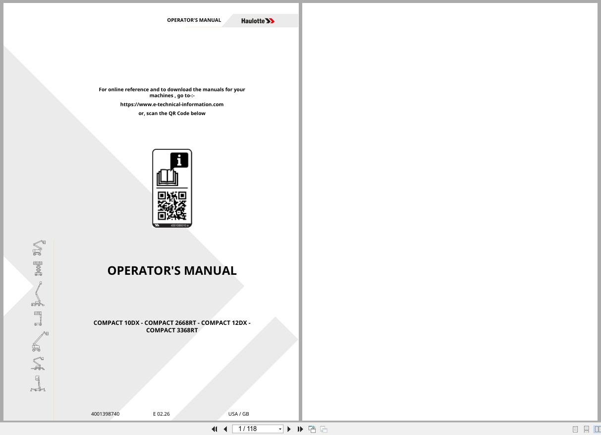 Haulotte Electric Scissor Lift COMPACT 10DX to 3368RT Operators Manual 4001398740 02.2026 EN (1)