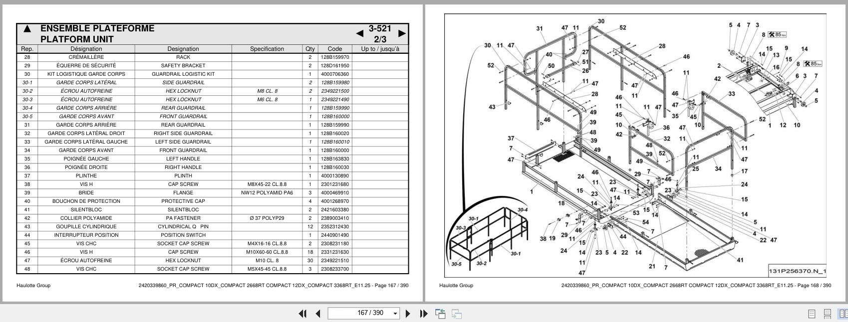 Haulotte Electric Scissor Lift COMPACT 10DX to COMPACT 3368RT Spare Parts Catalog 2420339860 11.2025 EN FR (2)