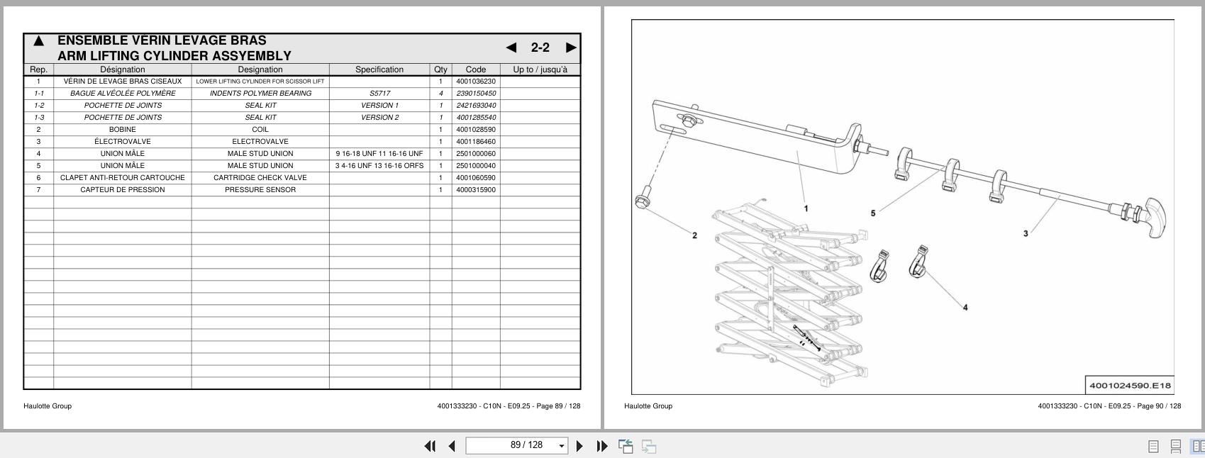 Haulotte Scissor Lift C 10N Spare Parts Catalog 4001333230 09.2025 EN FR (2)