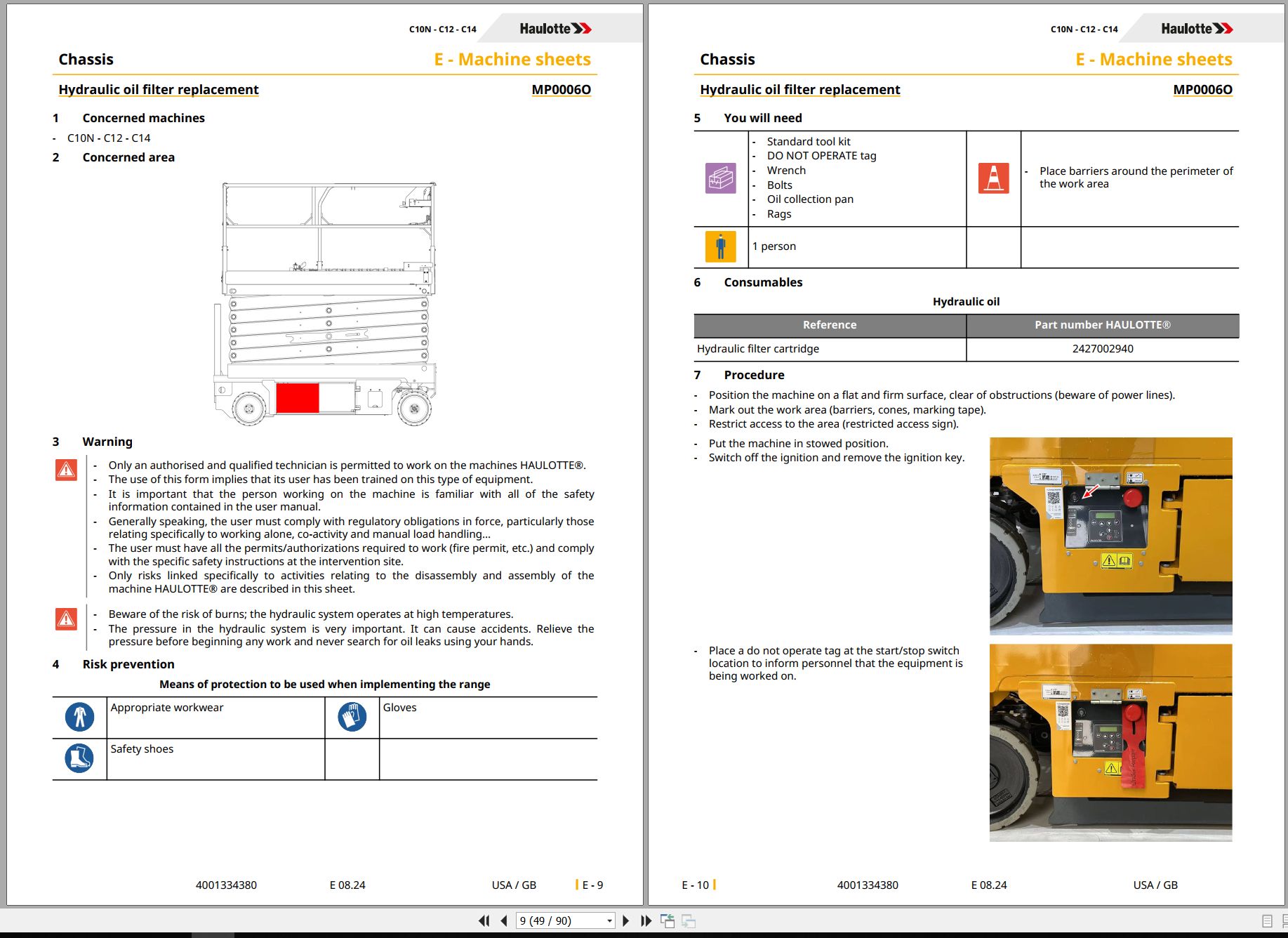 Haulotte Scissor Lift C10N C12 C14 Maintenance Manual 4001334380 07.2024 EN (2)