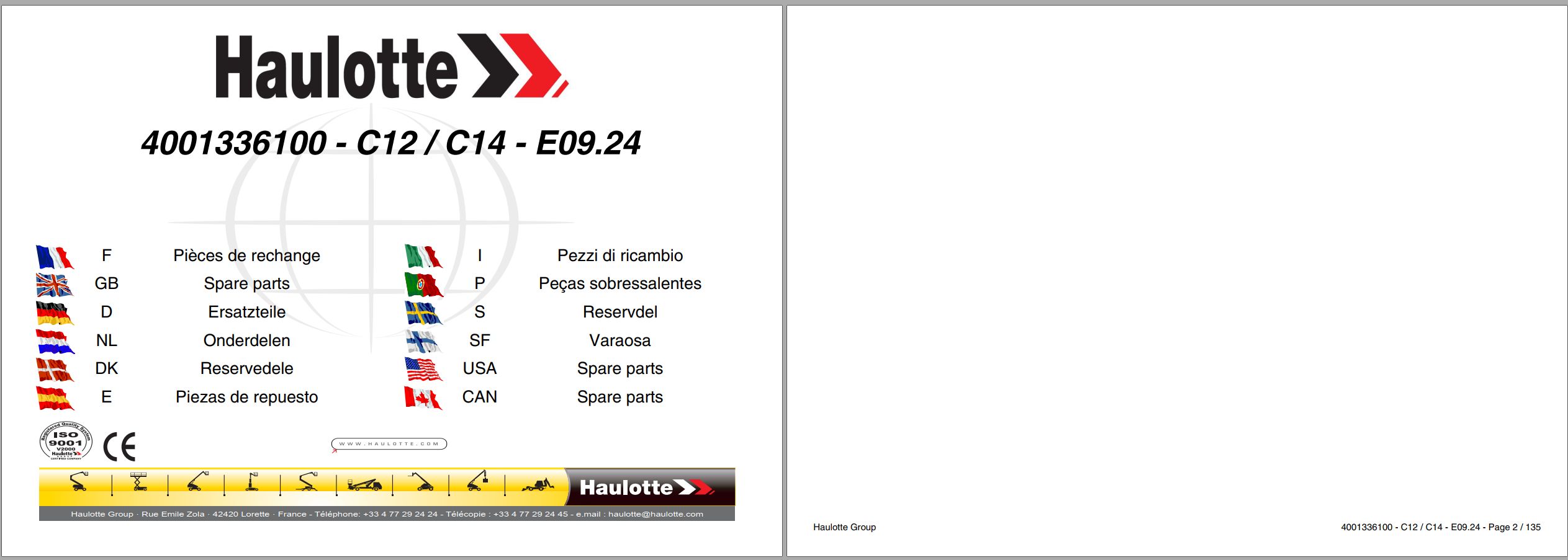 Haulotte Scissor Lift C12 C14 Spare Parts Catalog 4001336100 07.2024 EN FR (1)