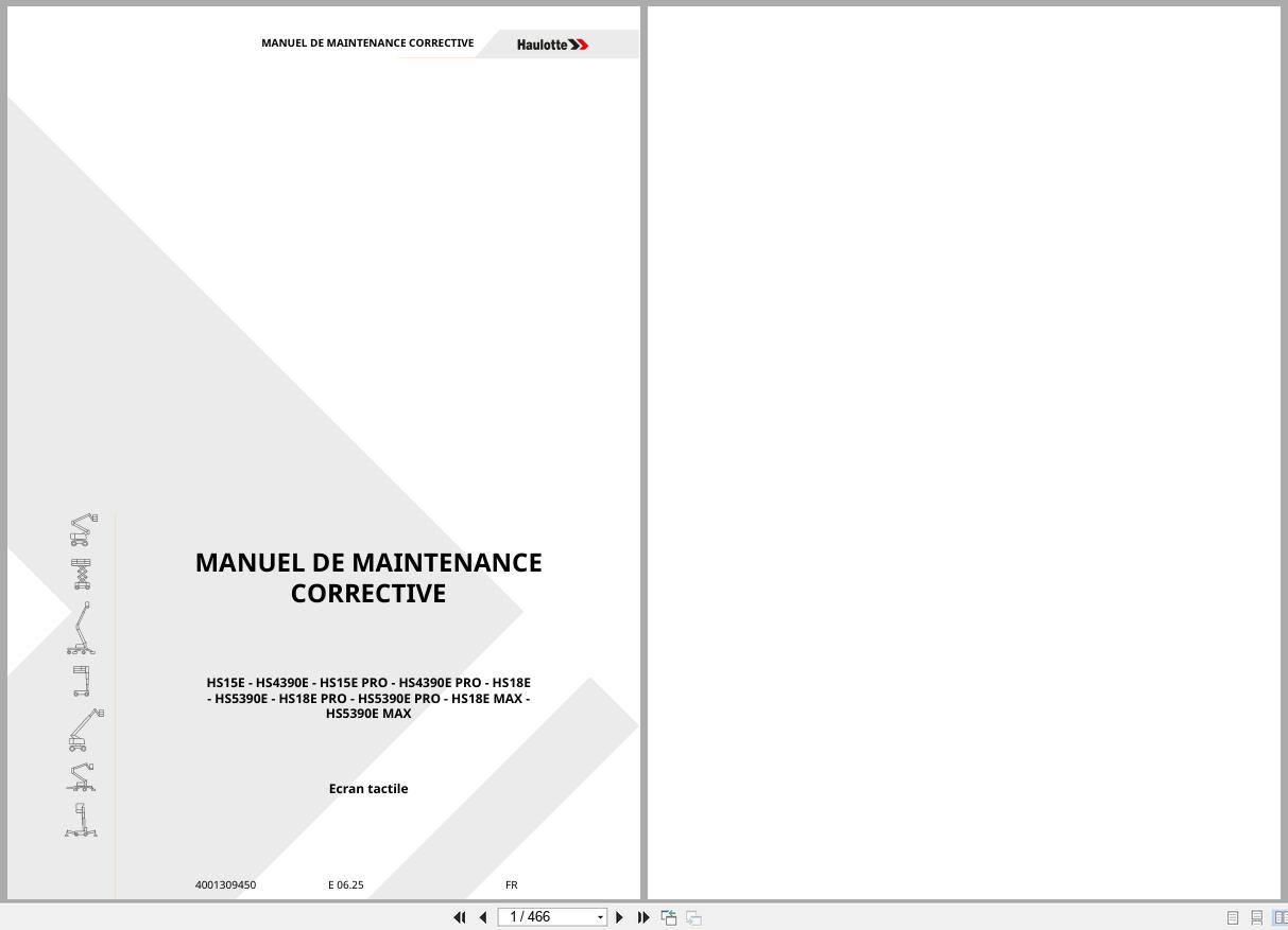 Haulotte Scissor Lift HS15E to HS5390E MAX Maintenance Manual 4001309450 06.2025 FR (1)