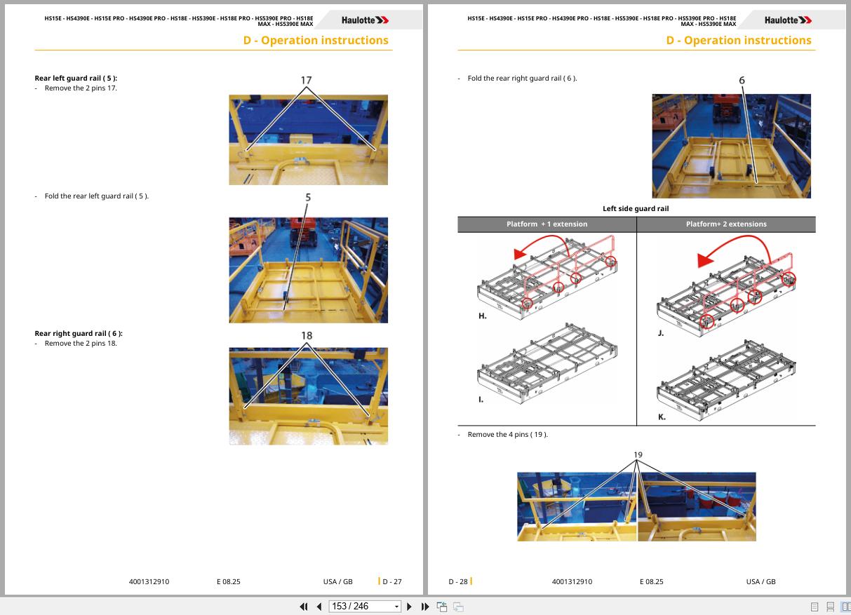 Haulotte Scissor Lift HS15E to HS5390E MAX Operators Manual 4001312910 08.2025 EN (2)