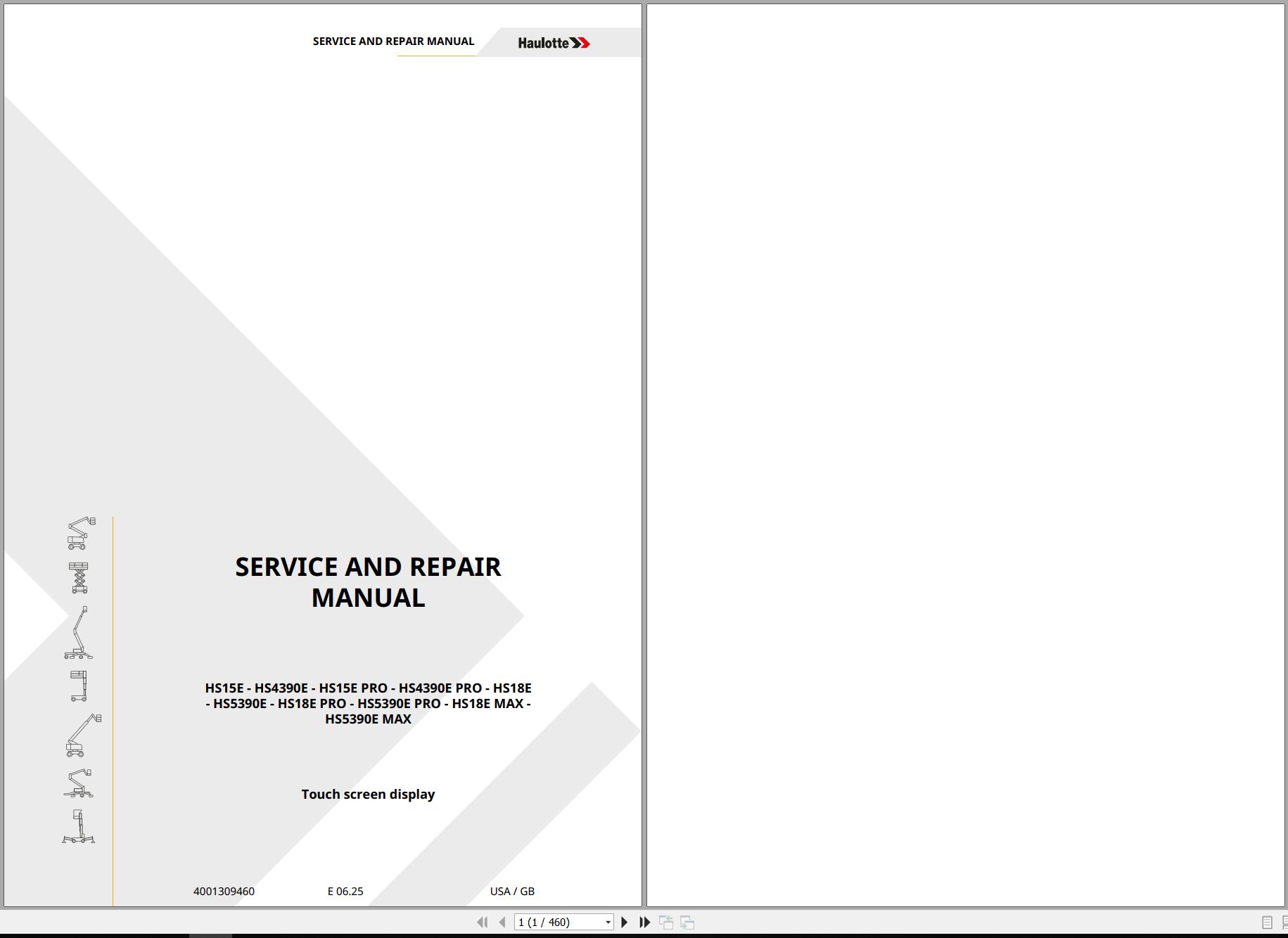 Haulotte Scissor Lift HS15E to HS5390E MAX Service Repair Manual 4001309460 06.2025 EN (1)