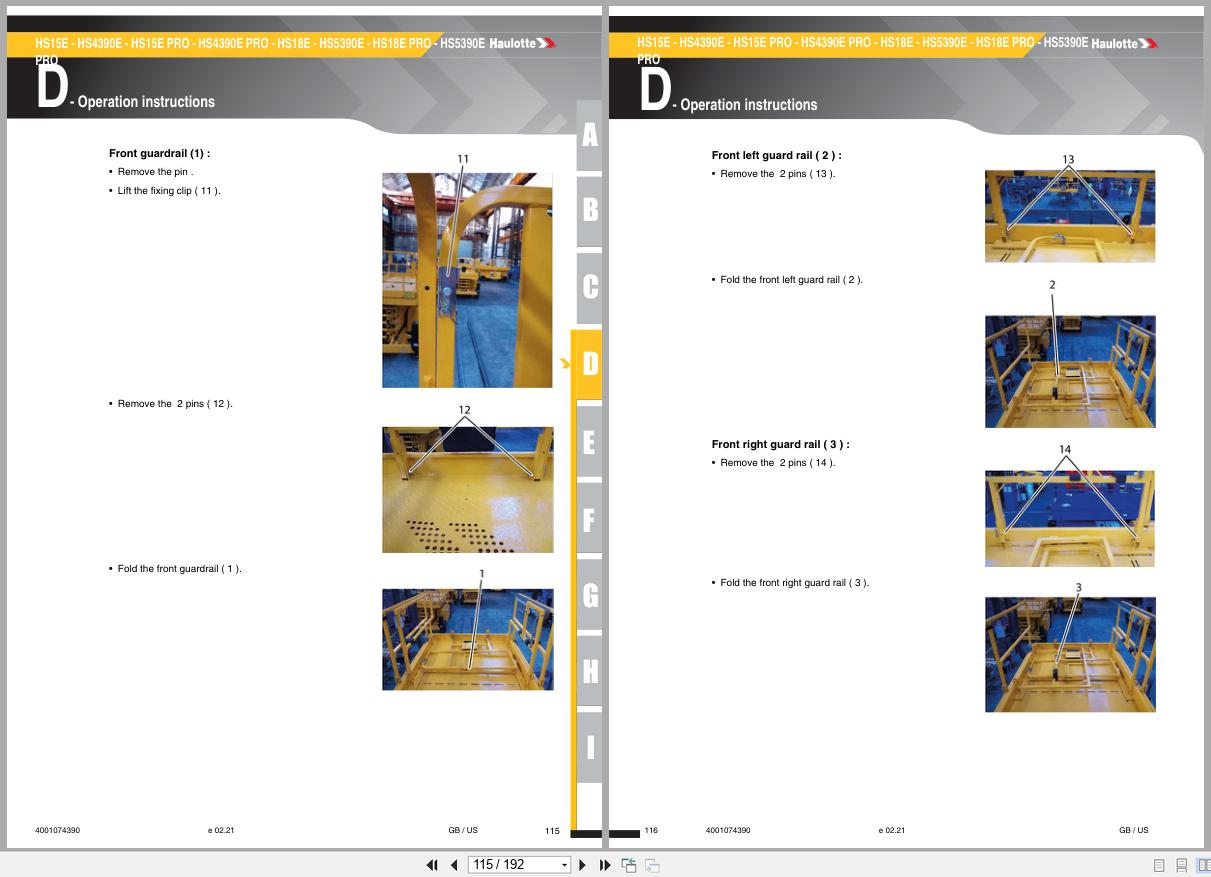 Haulotte Scissor Lift HS15E to HS5390E PRO Operators Manual 4001074390 02.2021 EN (2)