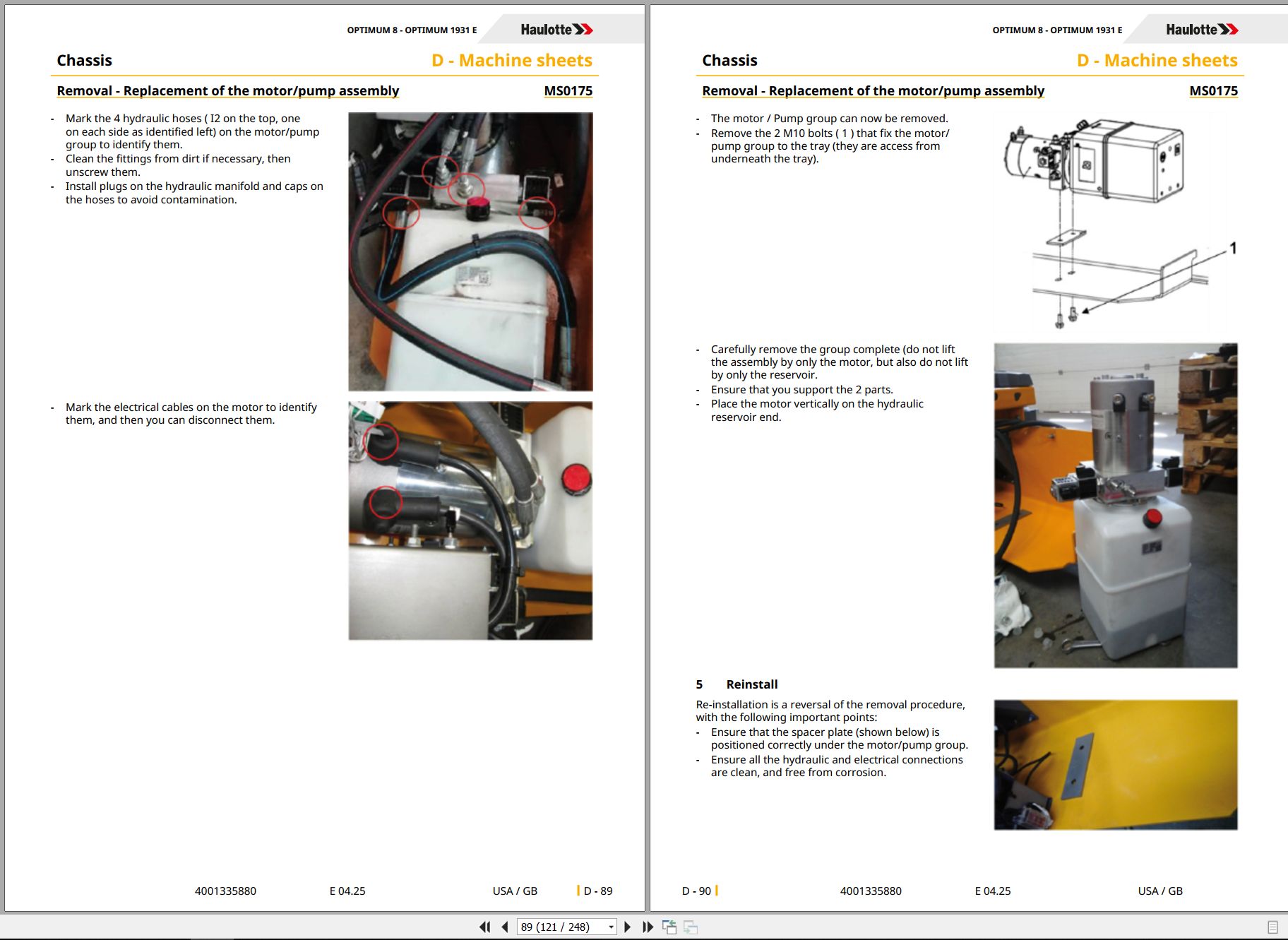 Haulotte Scissor Lift OPTIMUM 8 OPTIMUM 1931 E Service Repair Manual 4001335880 04.2025 EN (2)