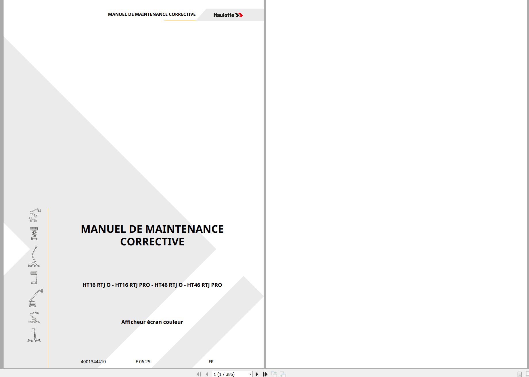 Haulotte Telescopic Booms HT16 RTJ O to HT46 RTJ PRO Maintenance Manual 4001344410 06.2025 FR (1)