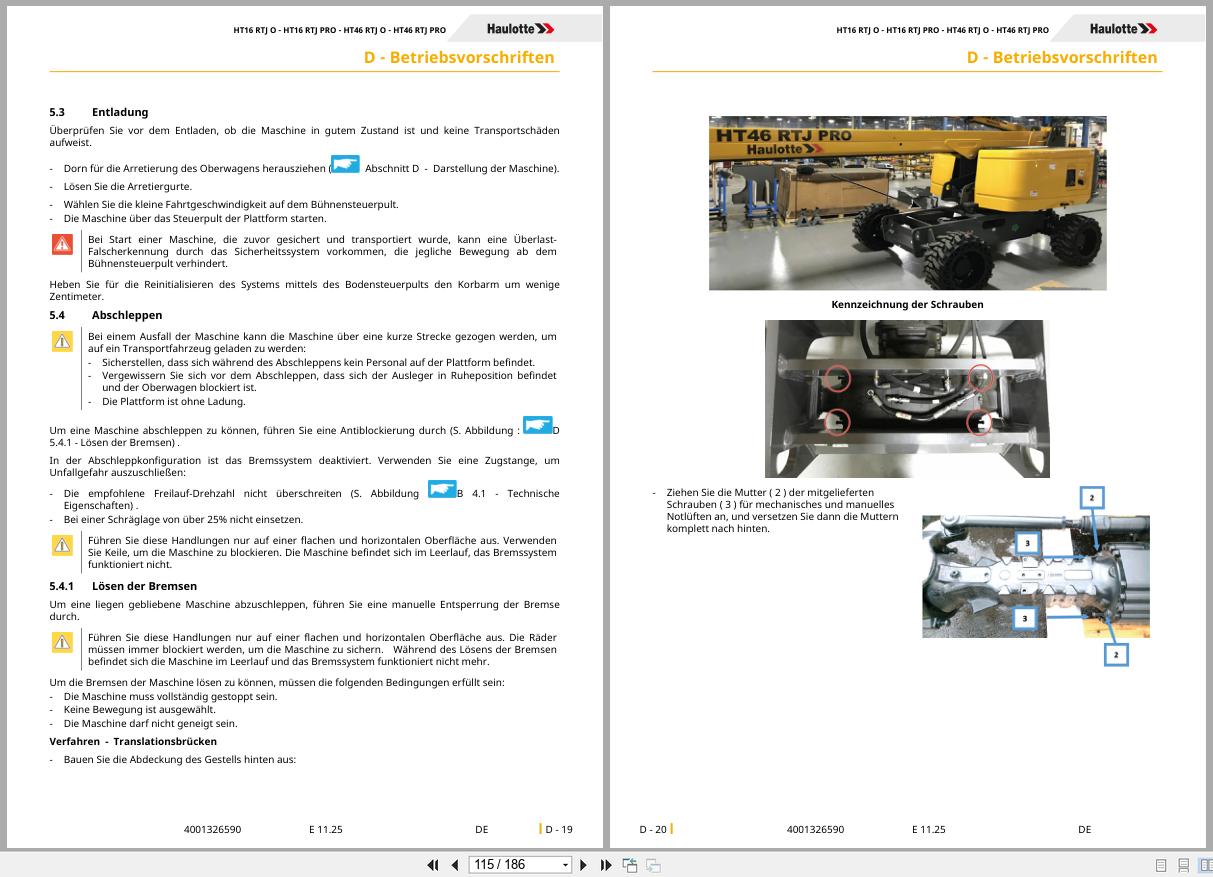 Haulotte Telescopic Booms HT16 RTJ O to HT46 RTJ PRO Operators Manual 4001326590 11.2025 DE (2)