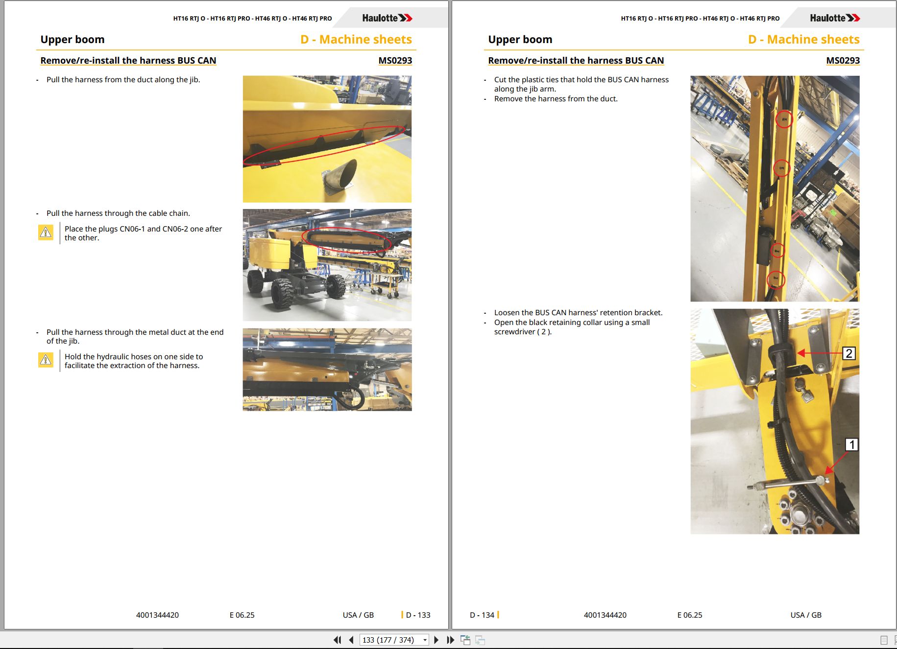 Haulotte Telescopic Booms HT16 RTJ O to HT46 RTJ PRO Service Repair Manual 4001344420 06.2025 EN (2)