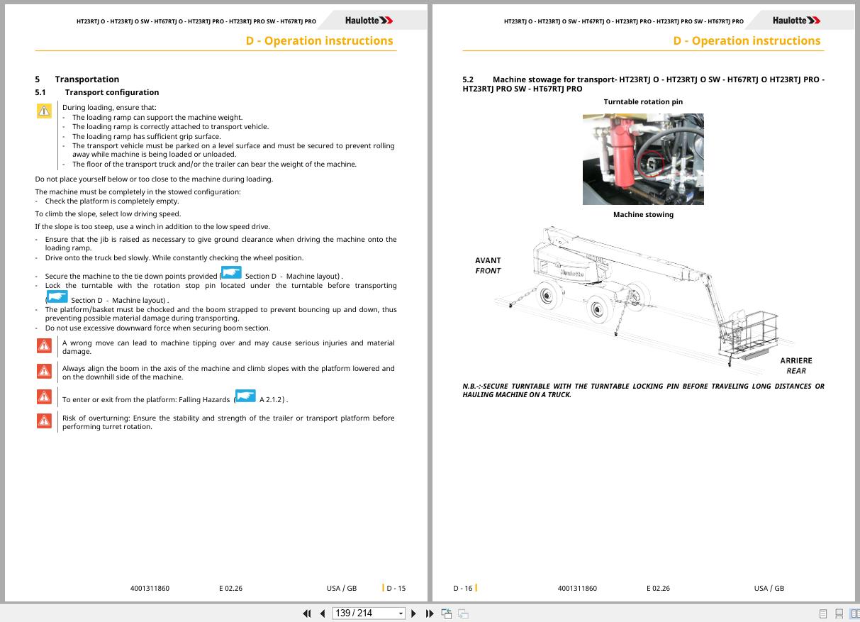 Haulotte Telescopic Booms HT23RTJ O to HT67RTJ PRO Operators Manual 4001311860 02.2026 EN (2)