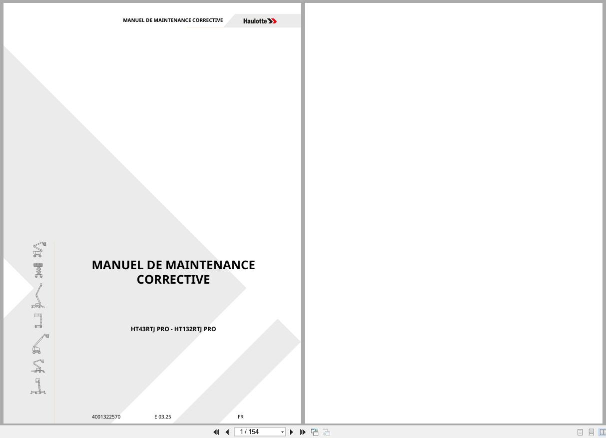 Haulotte Telescopic Booms HT43 RTJ PRO HT132 RTJ PRO Maintenance Manual 4001322570 03.2025 FR (1)