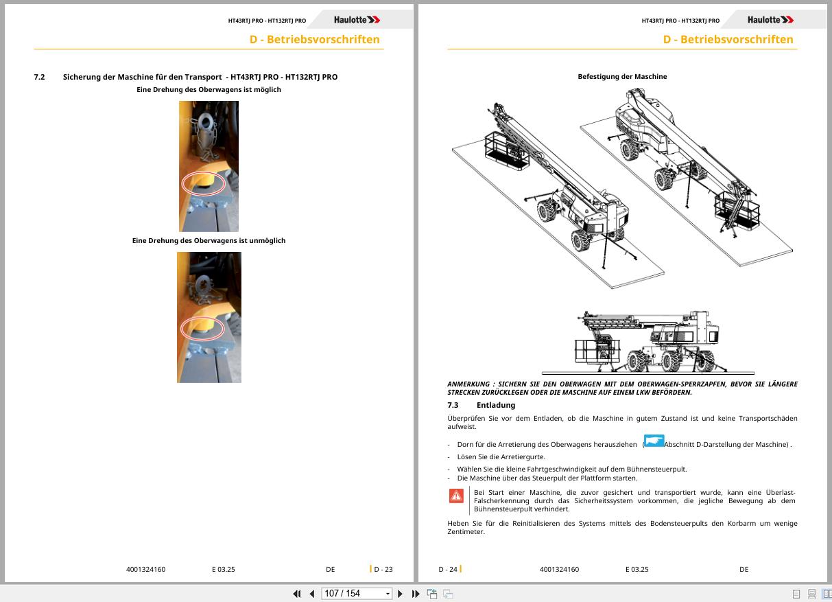 Haulotte Telescopic Booms HT43 RTJ PRO HT132 RTJ PRO Operators Manual 4001324160 03.2025 DE (2)