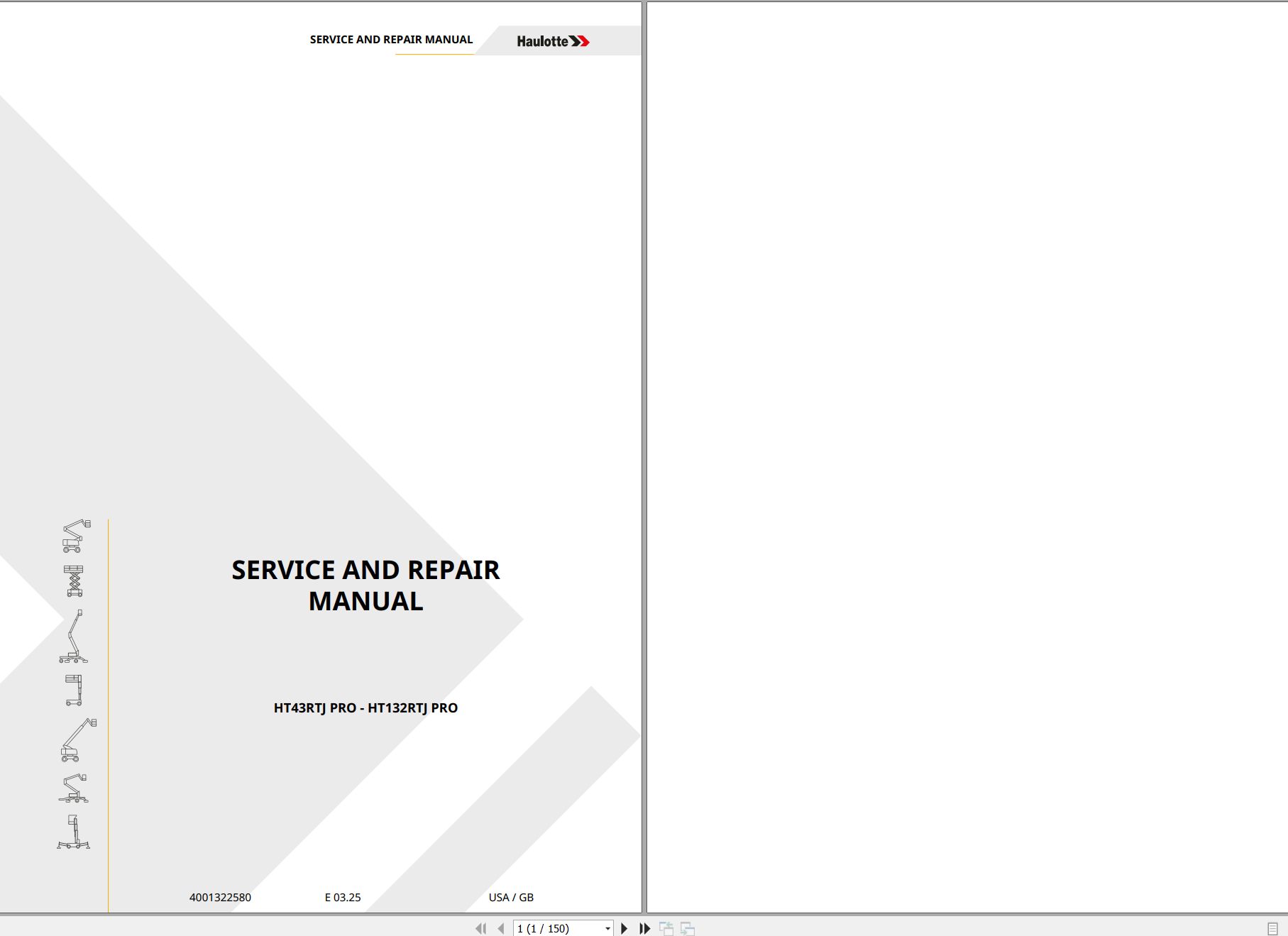 Haulotte Telescopic Booms HT43 RTJ PRO HT132 RTJ PRO Service Repair Manual 4001322580 03.2025 EN (1)