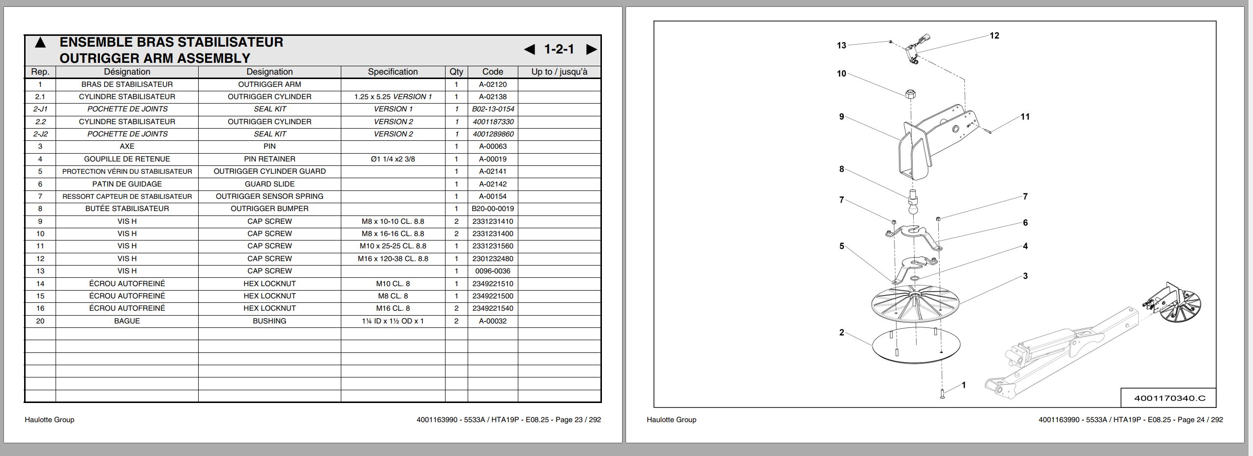 Haulotte Trailer Mounted Booms 5533A HTA19P Spare Parts Catalog 4001163990 08.2025 EN FR (2)