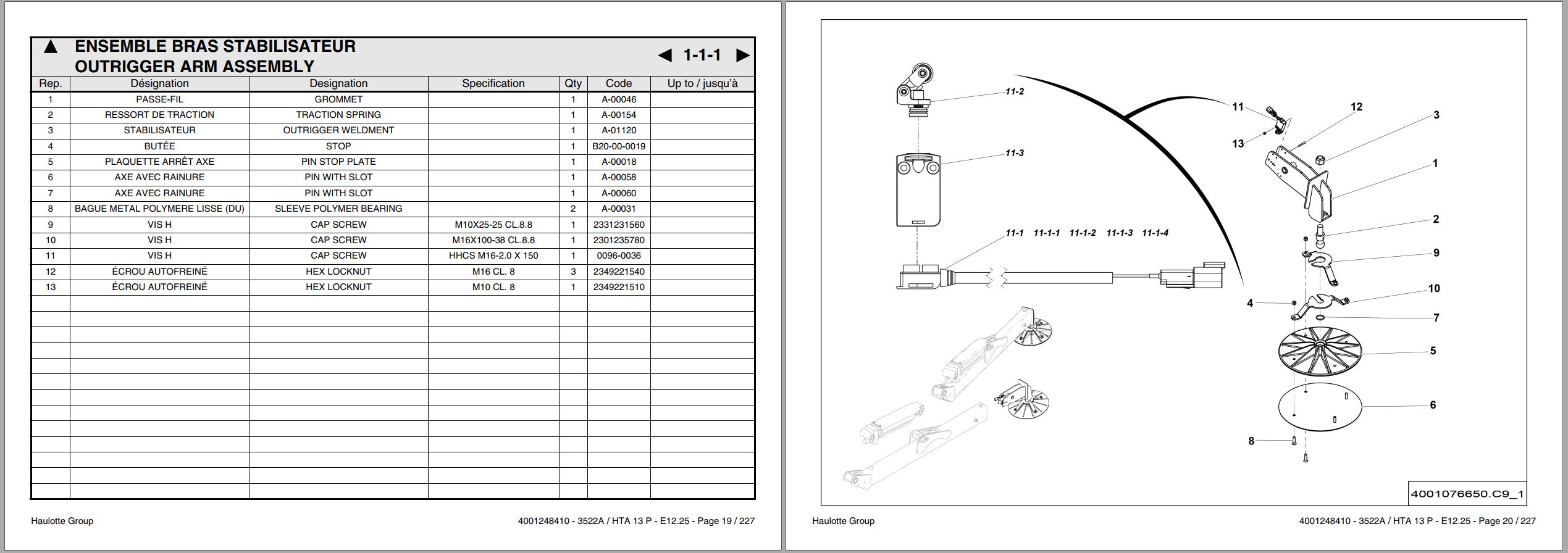 Haulotte Trailer Mounted Booms HTA13P 3522A Spare Parts Catalog 4001248410 12.2025 EN FR (2)