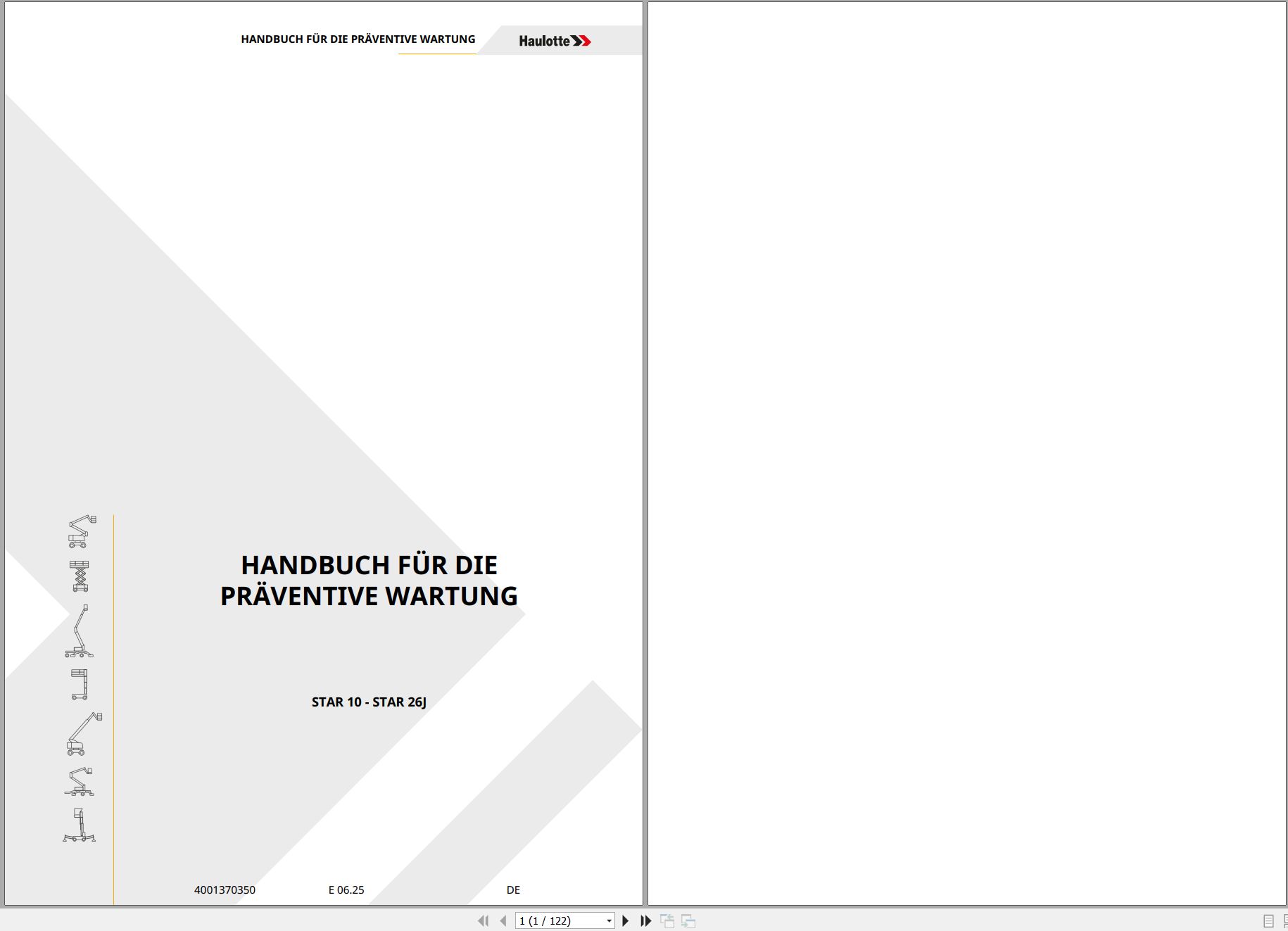 Haulotte Vertical Mast STAR 10 STAR 26J Maintenance Manual 4001370350 06.2025 DE (1)